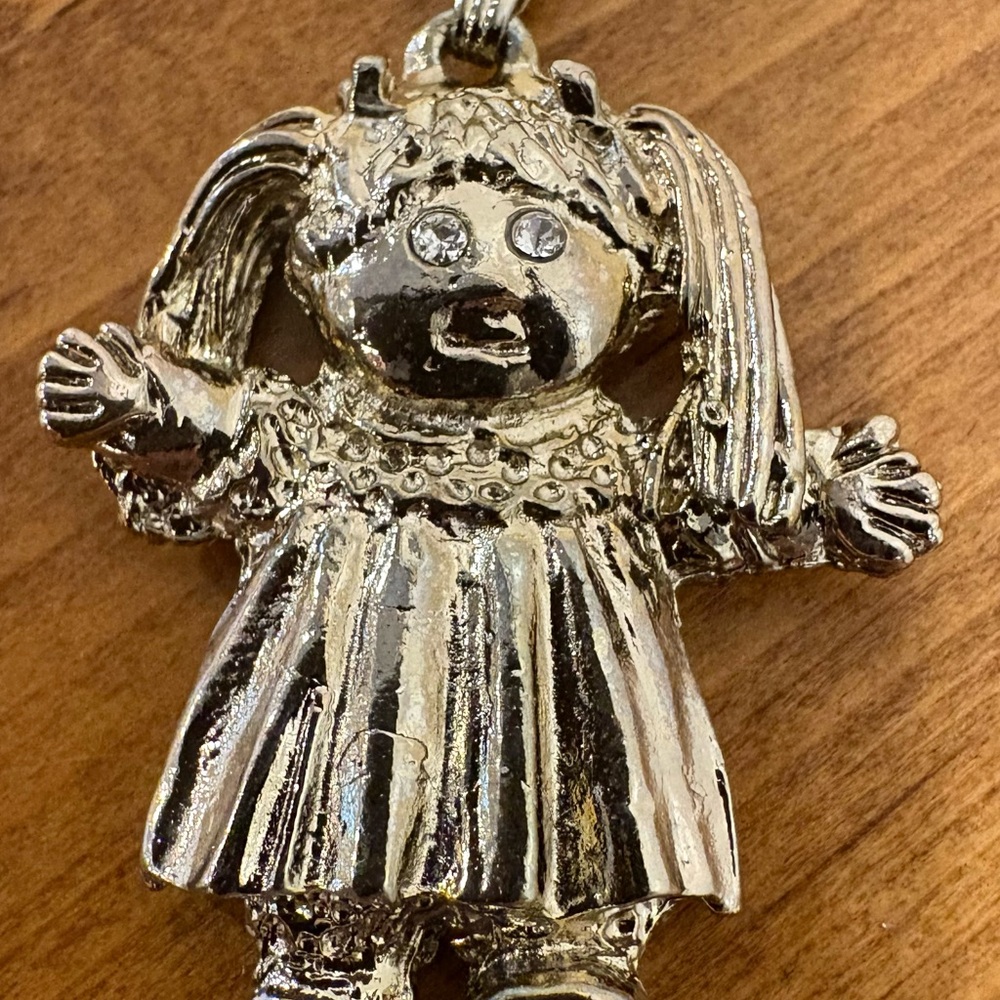 Silver Doll Pendant Necklace Cabbage patch kids